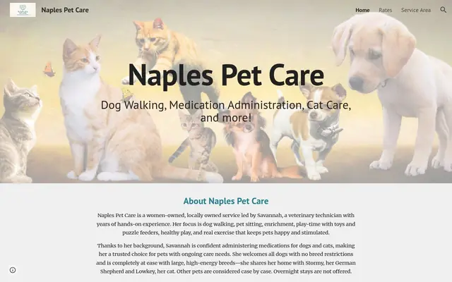 Homepage of Naples Pet Care – cat sitter in Naples, FL