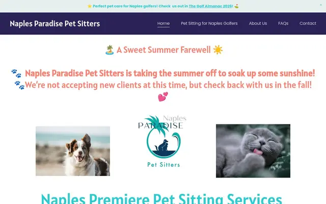 Homepage of Naples Paradise Pet Sitters – cat sitter in Naples, FL