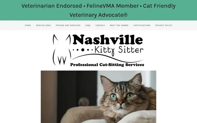Homepage of Nashville Kitty Sitter – cat sitter in Tennessee
