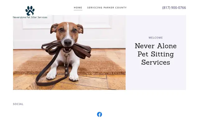 Homepage of Never Alone Pet Sitter Services – cat sitter in Willow Park, TX