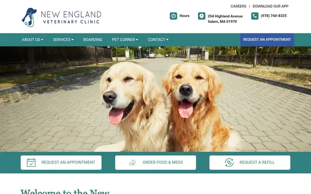 Homepage of New England Veterinary Clinic & Pet Resort – cat sitter in Salem, MA