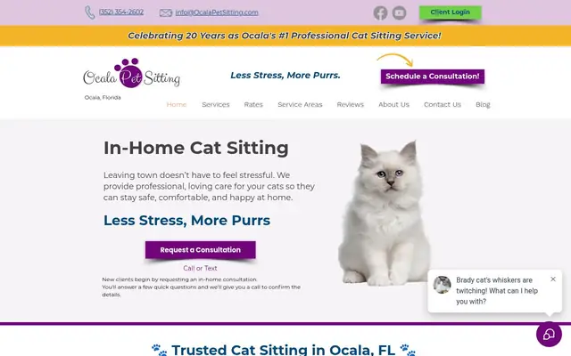 Homepage of Ocala Pet Sitting LLC – cat sitter in Dunnellon, FL