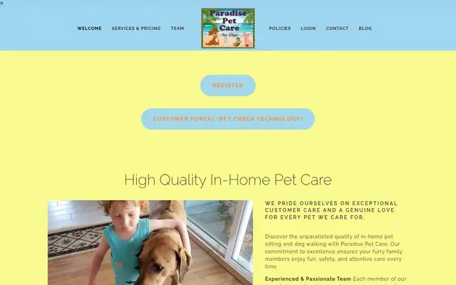 Homepage of Paradise Pet Care – cat sitter in San Diego, CA