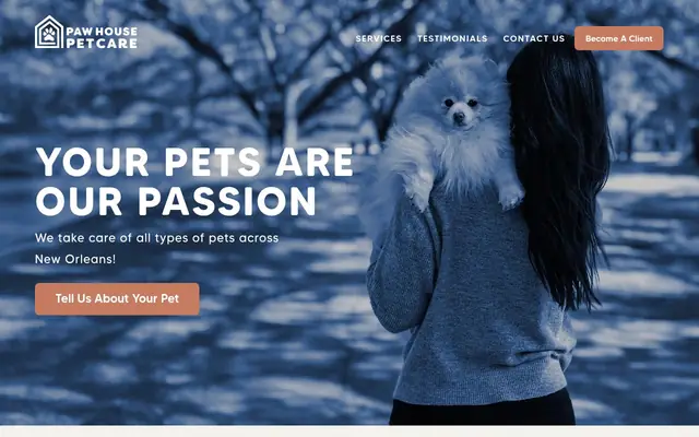 Homepage of PawHouse Pet Care – cat sitter in New Orleans, LA