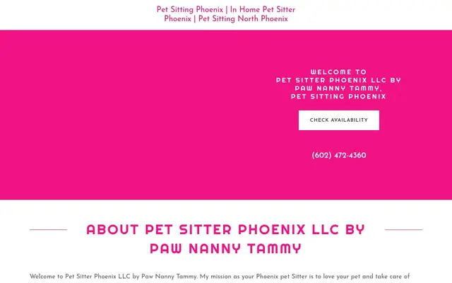Homepage of Pet Sitter Phoenix, LLC (Paw Nanny Tammy) – cat sitter in Phoenix, AZ