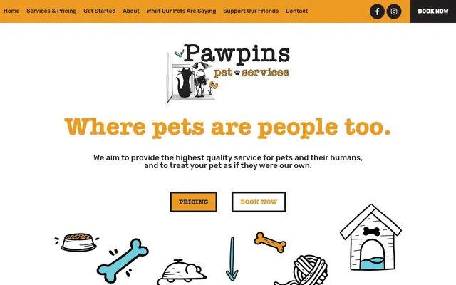 Homepage of Pawpins Pet Services – cat sitter in Alexandria, VA