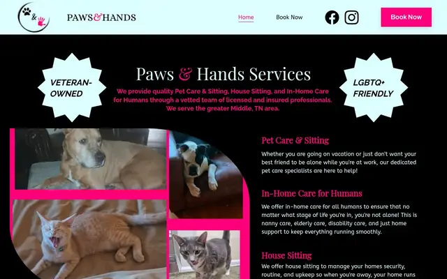 Homepage of PAWS & HANDS- Pet Sitting | House Sitting | In Home Care -Nashville TN – cat sitter in Antioch, TN