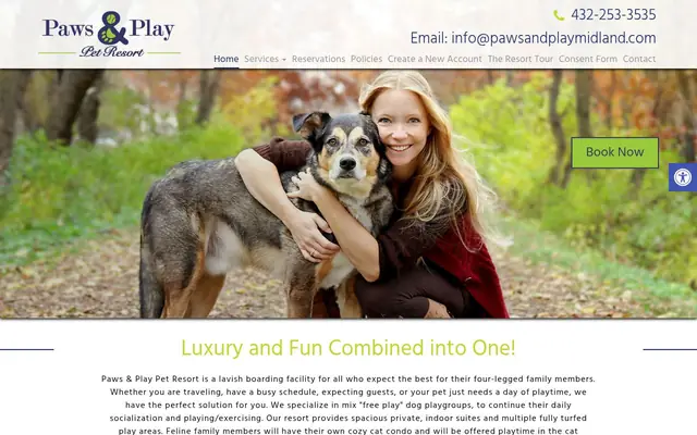 Homepage of Paws & Play Pet Resort – cat sitter in Midland, TX