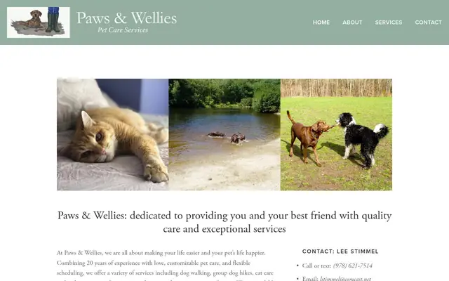 Homepage of Paws & Wellies – cat sitter in Bolton, MA