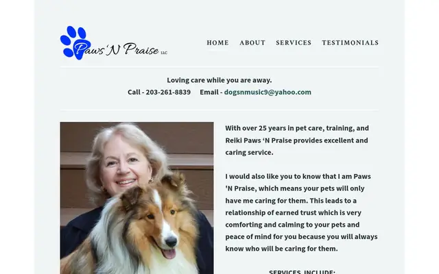 Homepage of Paws 'N Praise LLC – cat sitter in Monroe, CT