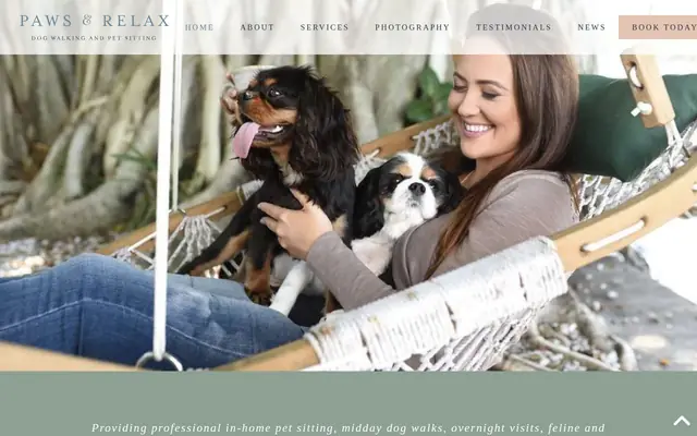 Homepage of Paws & Relax – cat sitter in La Jolla, CA