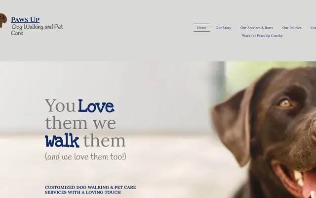 Homepage of Paws Up Dog Walking & Pet Care – cat sitter in Norristown, PA