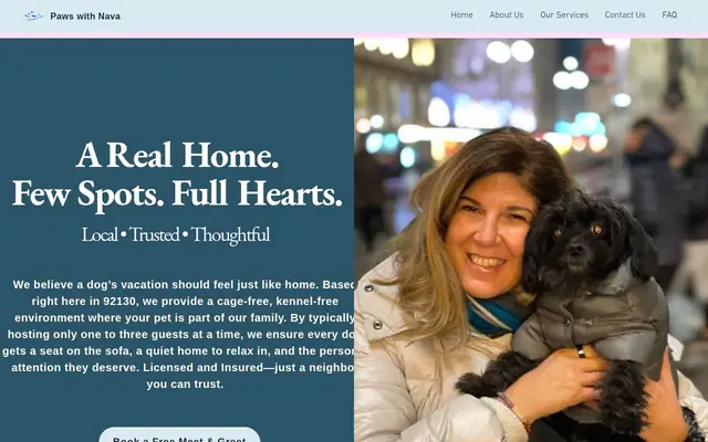 Homepage of Paws with Nava – cat sitter in Rancho Santa Fe, CA