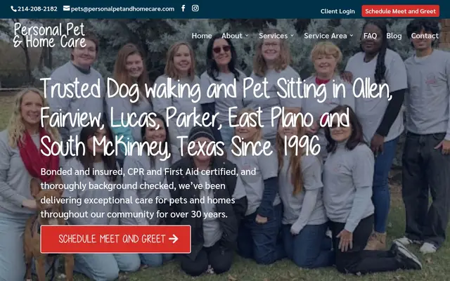 Homepage of Personal Pet & Home Care – cat sitter in Allen, TX