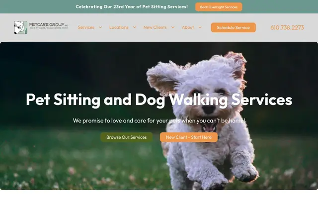 Homepage of PetCare Group – cat sitter in Chadds Ford, PA