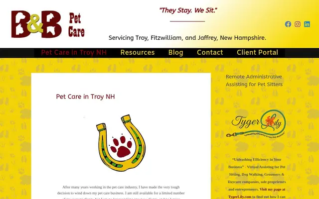 Homepage of B & B Pet Care – cat sitter in Athol, MA