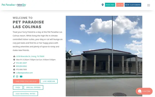 Homepage of Pet Paradise Las Colinas – cat sitter in Irving, TX