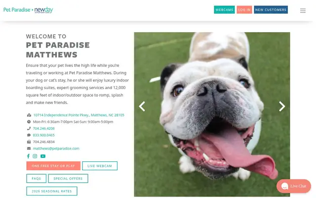 Homepage of Pet Paradise Matthews – cat sitter in Matthews, NC