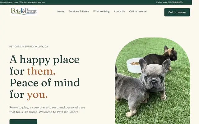 Homepage of Pets 1st Resort LLC – cat sitter in Spring Valley, CA