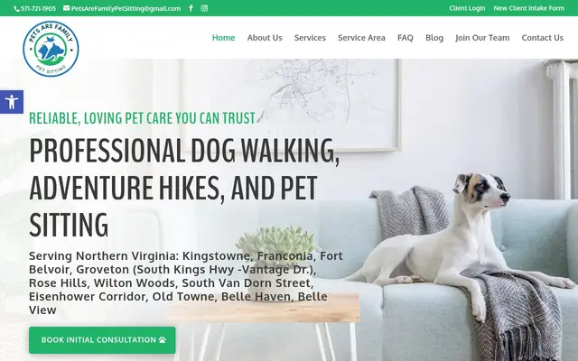 Homepage of Pets Are Family Pet Sitting Services – cat sitter in Springfield, VA
