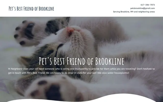 Homepage of Pet's Best Friend of Brookline – cat sitter in Allston, MA
