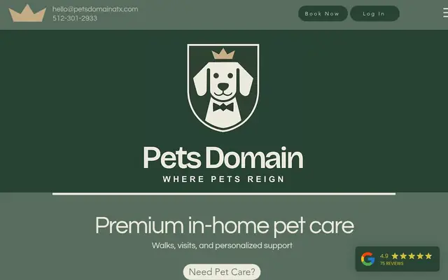 Homepage of Pets Domain ATX – cat sitter in Austin, TX
