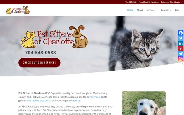 Homepage of Pet Sitters of Charlotte – cat sitter in Charlotte, NC