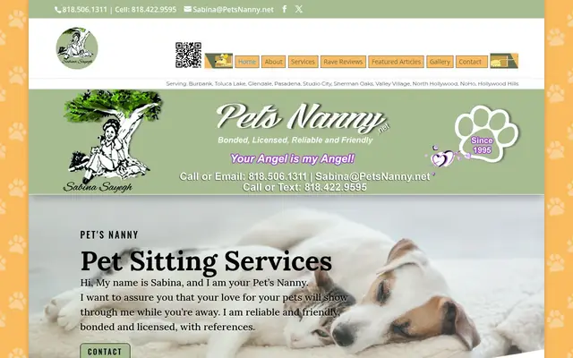 Homepage of Pets Nanny – cat sitter in Toluca Lake, CA