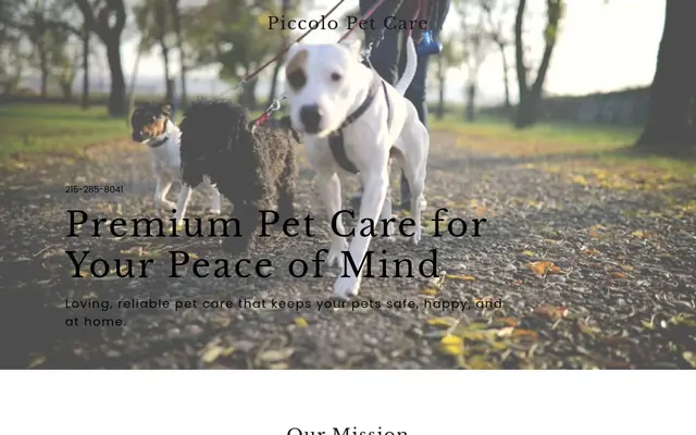 Homepage of Piccolo Pet Care – cat sitter in Folsom, PA