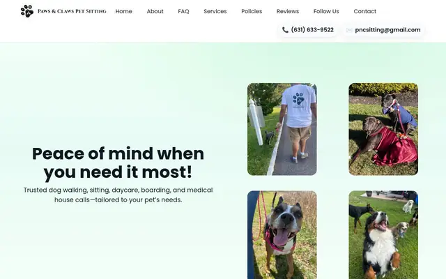 Homepage of Paws & Claws Pet Sitting L.L.C. – cat sitter in Center Moriches, NY