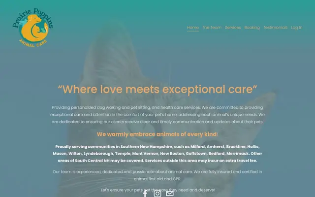 Homepage of Prairie Poppins Animal Care – cat sitter in Merrimack, NH