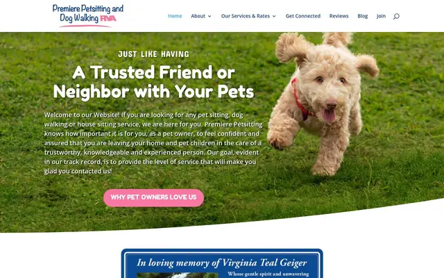 Homepage of Premiere Petsitting and Dog Walking RVA – cat sitter in Richmond, VA