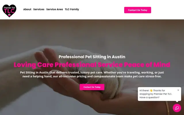 Homepage of Premier Pet TLC – cat sitter in Austin, TX