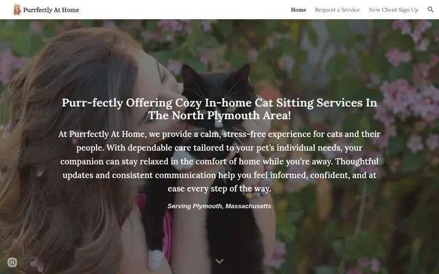 Homepage of Purrfectly At Home – cat sitter in Plymouth, MA