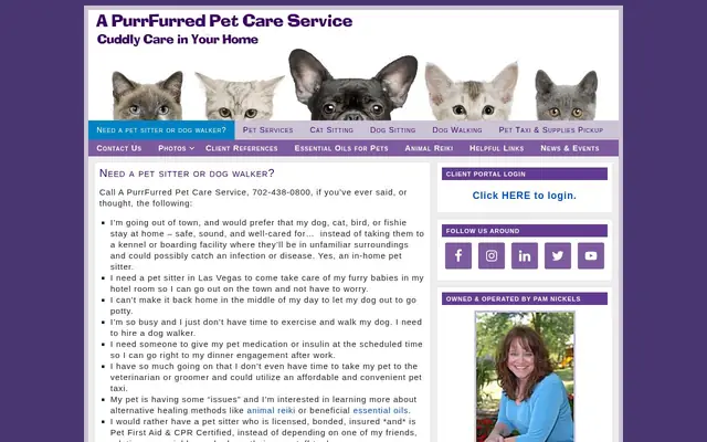 Homepage of A Purrfurred Pet Care Service – cat sitter in Las Vegas, NV