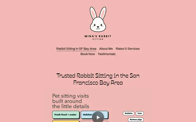 Homepage of Mina's Rabbit Sitting – cat sitter in San Carlos, CA