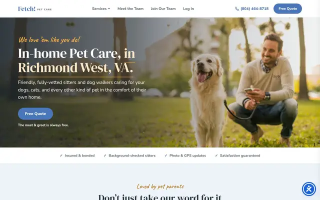 Homepage of Fetch! Pet Care Richmond West – cat sitter in Midlothian, VA