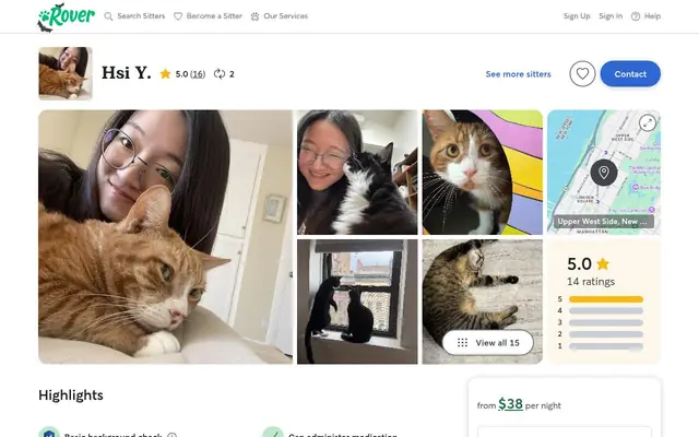 Homepage of Upper West Side Cat Sitting – cat sitter in New York, NY