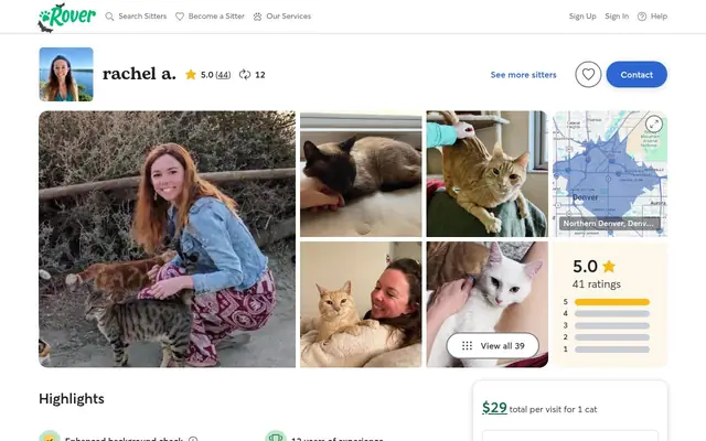 Homepage of Reliable Cat Sitting by Rachel – cat sitter in Colorado