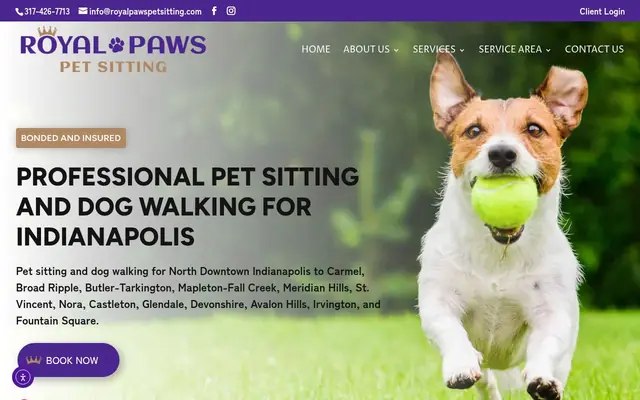 Homepage of Royal Paws Pet Sitting – cat sitter in Indiana