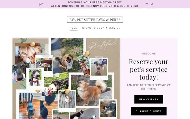 Homepage of RVA PET SITTER PAWS AND PURRS – cat sitter in Midlothian, VA