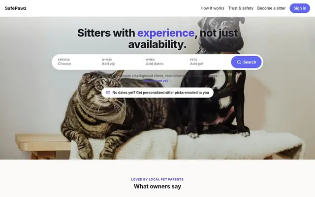 Homepage of SafePawz – cat sitter in Mercer Island, WA