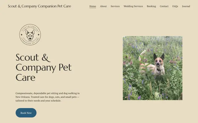 Homepage of Scout & Company Companion Pet Care – cat sitter in Louisiana