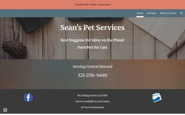 Homepage of Sean's Pet Services, LLC – cat sitter in Merritt Island, FL
