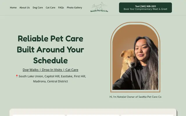 Homepage of Seattle Pet Care Co – cat sitter in Seattle, WA
