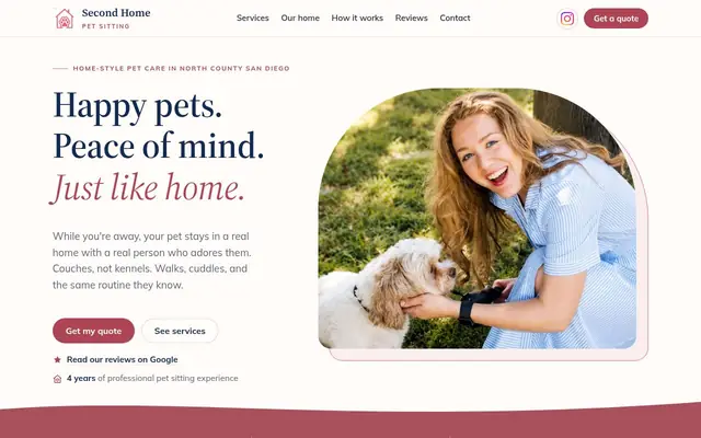 Homepage of Second Home Pet Sitting – cat sitter in Valley Center, CA