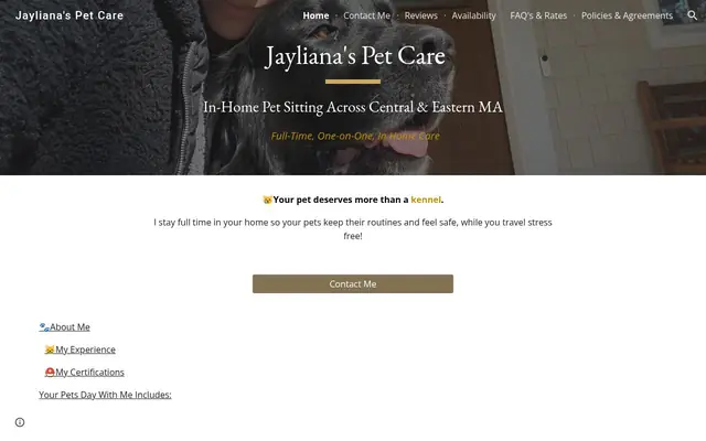 Homepage of Jayliana's Pet Care – cat sitter in Bolton, MA