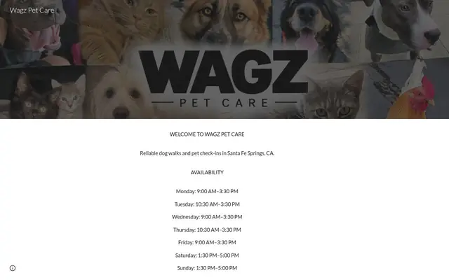 Homepage of Wagz Pet Care – cat sitter in Lynwood, CA