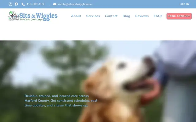 Homepage of Sits & Wiggles Pet Care – cat sitter in Maryland