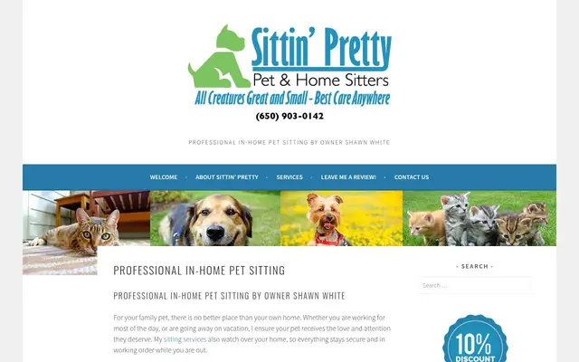 Homepage of Sittin' Pretty Pet & Home Sitters – cat sitter in Sunnyvale, CA